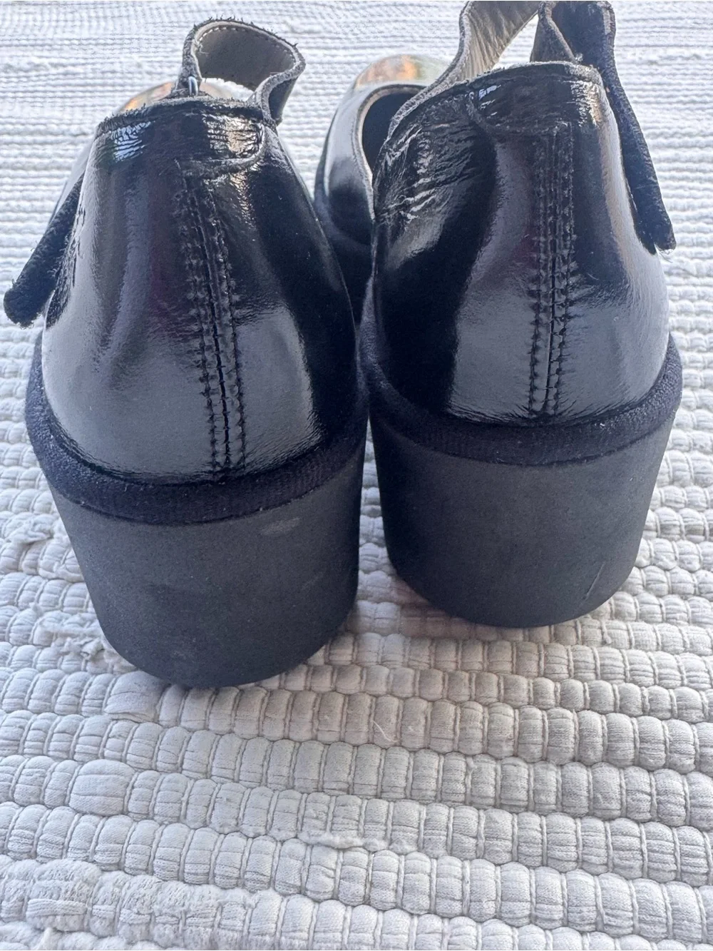 FLY London Black Patent Mary Jane Platform Shoes EU 40 Chunky Comfort Leather